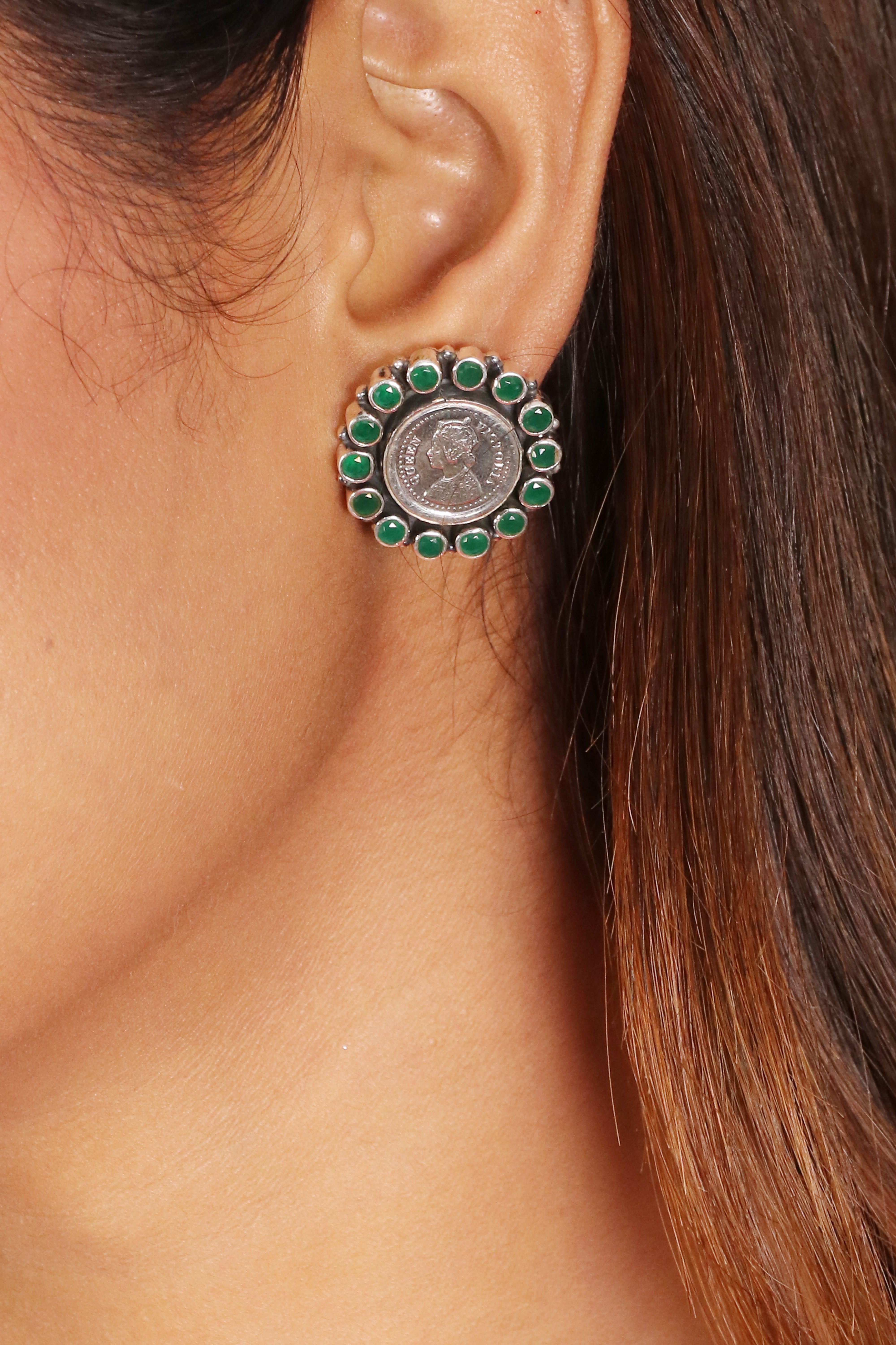 Saadagi Green Coin earrings image 0